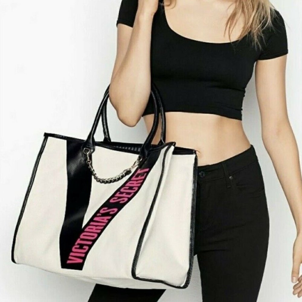 NWT Victoria's Secret Canvas Ribbon City Tote